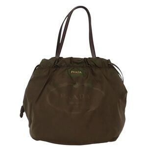 Prada Khaki Nylon Tote Bag